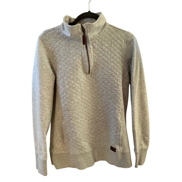 L.L. Bean Gray Quilted Quarter Zip Pullover Sweatshirt Women’s Medium - Picture 1 of 6